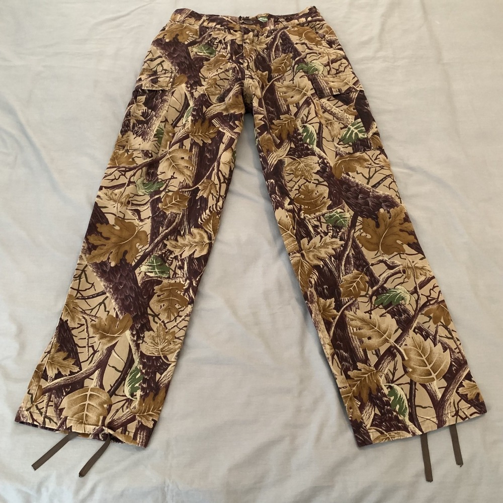 Master Sportsman Pants Mens Medium Camo Cargo Hunting Outdoor Woodland Drawstrin
